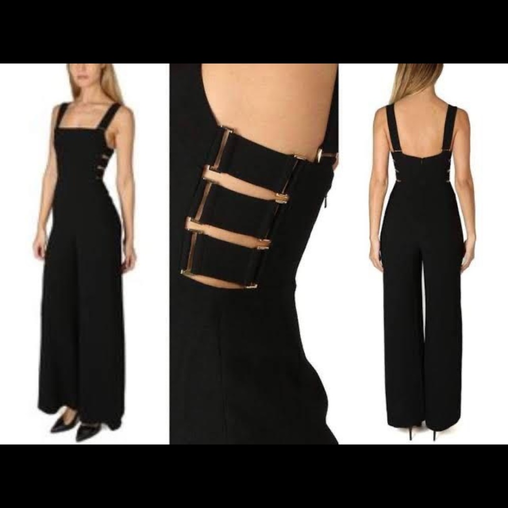 zimmermann synthetic crepe buckle-accented jumpsuit olive green (size 8)